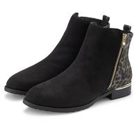 Stiefelette LASCANA "Ankle Boots, Stiefel", Damen, Gr. 37, schwarz, leo, Obermaterial: 100% Textilmaterial. Futter: 100% Textilmaterial. Decksohle: 100% Textilmaterial. Laufsohle: 100% Synthetik, anim