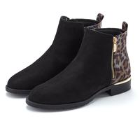 Stiefelette LASCANA "Ankle Boots, Stiefel", Damen, Gr. 42, schwarz, leo, Obermaterial: 100% Textilmaterial. Decksohle: 100% Textilmaterial. Futter: 100% Textilmaterial. Laufsohle: 100% Synthetik, anim