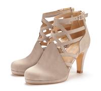 Stiefelette LASCANA, Damen, Gr. 39, beige, Obermaterial: 100% Lederimitat. Decksohle: 100% Lederimitat. Futter: 100% Lederimitat. Laufsohle: 100% Synthetik, unifarben, Schuhe Stiefelette, Stiefel, Boo