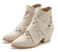 Stiefelette LASCANA, Damen, Gr. 39, beige, Obermaterial: 100% Textilmaterial. Decksohle: 100% Lederimitat. Laufsohle: 100% Synthetik, leicht transparent, unifarben, Schuhe Cowboy-Stiefelette Stiefelet