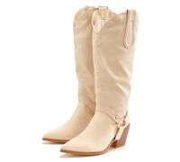 Stiefelette LASCANA, Damen, Gr. 42, beige, Obermaterial: 100% Lederimitat. Decksohle: 100% Lederimitat. Futter: 100% Textilmaterial. Laufsohle: 100% Synthetik, unifarben, Schuhe Stiefelette, Cowboy St