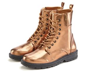 Stiefelette LASCANA "Herbststiefelette, Boots, Stiefel", Damen, Gr. 37, braun (bronzefarben), Obermaterial: 100% Lederimitat. Decksohle: 100% Textilmaterial. Futter: 100% Textilmaterial. Laufsohle: 10