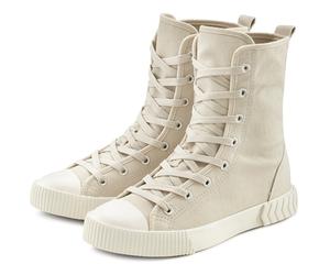 Stiefelette LASCANA "High-Top Sneaker, Textil-Boot, Herbststiefelette", Damen, Gr. 36, beige, Obermaterial: 100% Textilmaterial. Decksohle: 100% Textilmaterial. Futter: 100% Textilmaterial. Laufsohle: