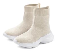 Stiefelette LASCANA "Sock Boot, Sneaker", Damen, Gr. 38, beige, Obermaterial: 100% Textilmaterial. Decksohle: 100% Textilmaterial. Futter: 100% Textilmaterial. Laufsohle: 100% Synthetik, unifarben, Sc