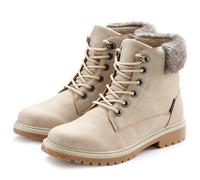 Stiefelette LASCANA "Winterboots, Outdoorstiefel, Winterstiefelette", Damen, Gr. 36, beige, Obermaterial: 92% Lederimitat, 8% Textilmaterial. Decksohle: 100% Polyester. Futter: 100% Polyester. Laufsoh
