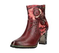 Stiefelette LAURA VITA "LAURA VITA Stiefelette Leder/Textil", Damen, Gr. 38, rot (weinrot), Leder, Textil, casual, Schuhe (50925224-38) weinrot