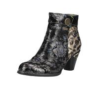 Laura Vita Damen Stiefelette Cowboy Booty mit Leo und Blumenmuster Alcizeeo 17, Größe:39 EU, Farbe:Silber