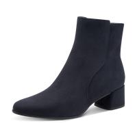 Stiefelette MARCO TOZZI, Damen, Gr. 37, blau (dunkelblau), Textil, Veloursleder, unifarben, Schuhe Stiefelette, Blockabsatz, Businessschuh, Ankleboots mit Ziernähen (98083659-37) dunkelblau