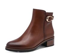 Stiefelette MARCO TOZZI, Damen, Gr. 37, braun (cognac), Schuhe Stiefelette, Blockabsatz, Ankle Boots mit modischer Zierschnalle (21811067-37) cognac