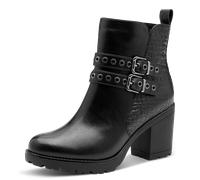 Stiefelette MARCO TOZZI, Damen, Gr. 38, schwarz, Lederimitat, Reptilienprägung, unifarben, Schuhe Stiefelette, Blockabsatz, Ankleboots mit Zierschnallen und Ösen (60559629-38) schwarz