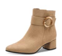 Stiefelette MARCO TOZZI, Damen, Gr. 39, beige, Textil, Veloursleder, unifarben, Schuhe Stiefelette, Blockabsatz, Abendschuh, Festtagsschuh mit Zierschnalle (97595552-39) beige