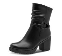 Stiefelette MARCO TOZZI, Damen, Gr. 40, schwarz, Lederimitat, Schuhe Stiefelette, Blockabsatz, Boots mit Bändern und Schmuckelement (38644416-40) schwarz