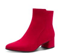 Stiefelette MARCO TOZZI, Damen, Gr. 41, rot, Textil, Veloursleder, Schuhe Stiefelette, Blockabsatz, Businessschuh, Ankleboots mit Ziernähen (40761213-41) rot