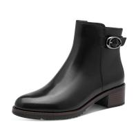 Stiefelette MARCO TOZZI, Damen, Gr. 41, schwarz, Leder, Lederimitat, leicht glänzend, unifarben, Basic, Schuhe Stiefelette, Blockabsatz, Ankle Boots mit modischer Zierschnalle (78441600-41) schwarz