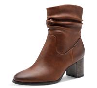 Stiefelette MARCO TOZZI, Damen, Gr. 42, braun (cognac), Lederimitat, unifarben, used, Schuhe Stiefelette, Blockabsatz, Businessschuh mit Falten im slouchy Look (20233652-42) cognac