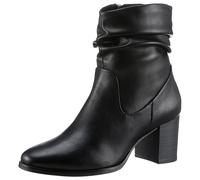 Stiefelette MARCO TOZZI, Damen, Gr. 42, schwarz, Lederimitat, unifarben, Schuhe Stiefelette, Blockabsatz, Businessschuh mit Falten im slouchy Look (34245218-42) schwarz