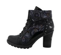Stiefelette MUSTANG SHOES "Mode-Stiefel", Damen, Gr. 37, wärmend, schwarz multi, Lederimitat, Textil, Schuhe Stiefelette, Blockabsatz, Schnürboots mit umschlagbarem Kragen (51151951-37) schwarz multi