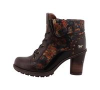 Stiefelette MUSTANG SHOES "Mode-Stiefel", Damen, Gr. 39, wärmend, braun multi, Lederimitat, Textil, Schuhe Stiefelette, Blockabsatz, Schnürboots mit umschlagbarem Kragen (36132559-39) braun multi