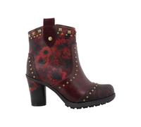 Stiefelette MUSTANG SHOES "Stiefel", Damen, Gr. 36, Textil, rot (bordeaux multi), Lederimitat, Schuhe Stiefelette, Blockabsatz, Ankleboots mit vielen Nieten besetzt (59908511-36) bordeaux multi