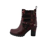 Stiefelette MUSTANG SHOES "Stiefel", Damen, Gr. 41, wärmend, bordeaux multi, Lederimitat, Textil, Schuhe Stiefelette, Blockabsatz, Boots mit Zierreißverschluss und Nieten (45140763-41) bordeaux multi