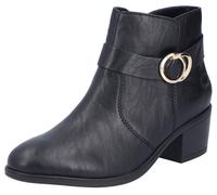 Stiefelette RIEKER, Damen, Gr. 36, schwarz, Lederimitat, unifarben, Schuhe Stiefelette, Ankleboots, Blockabsatz, mit Innenreißverschluss (96728609-36) schwarz