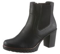 Stiefelette RIEKER, Damen, Gr. 36, schwarz, Lederimitat, unifarben, Schuhe Stiefelette, Boots, Chelsea-Stiefelette, Blockabsatz, in elegantem Look (72581105-36) schwarz