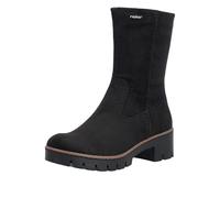 Stiefelette RIEKER, Damen, Gr. 36, schwarz, Textil, aufgeraut, Basic, Schuhe Stiefelette, Klassik-Boots mit Blockabsatz und Reißverschluss (16781613-36) schwarz