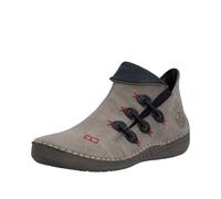 Stiefelette RIEKER, Damen, Gr. 40, grau, Lederimitat, Schuhe Stiefelette, Schlupfboots, Slipper mit bunten Applikationen seitlich (46759269-40) grau