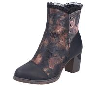 Stiefelette RIEKER, Damen, Gr. 40, schwarz, antik, Lederimitat, Textil, Antik-Look, Glanzfaden, Schuhe Stiefelette, Trachtenstiefelette, Festtagsstiefelette, Blockabsatz, mit Warmfutter (15902435-40)