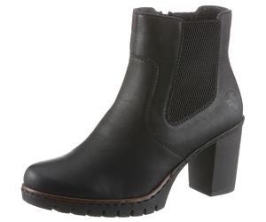 Stiefelette RIEKER, Damen, Gr. 41, schwarz, Lederimitat, unifarben, Schuhe Stiefelette, Boots, Chelsea-Stiefelette, Blockabsatz, in elegantem Look, Topseller (72581105-41) schwarz