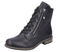 Stiefelette RIEKER, Damen, Gr. 42, schwarz, Lederimitat, unifarben, Schuhe Stiefelette, Schnürstiefelette, Schnürboots mit Reißverschluss an der Außenseite (95525709-42) schwarz