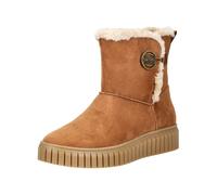 s.Oliver Damen Winterstiefel 6008595.3A5.37, gefüttert, vegan, Plateausohle, ohne Absatz, Cognac 37