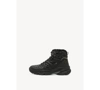 Winterboots TAMARIS, Damen, Gr. 36, schwarz, Lacksynthetik, Lederimitat, Nylon, kontrastfarbene Details, unifarben, Schuhe Winterboots, Keilabsatz, Schnürboots mit abgesteppten Wattierungen (92188625-