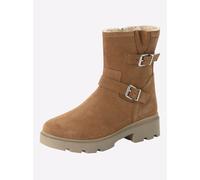 Stiefelette SHEEGO, Damen, Gr. 37, XL-Schaft, braun (camel), Leder, Veloursleder, Schuhe Stiefelette (38066153-37) camel