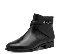 Stiefelette TAMARIS, Damen, Gr. 36, schwarz, Leder, Lederimitat, Schuhe Stiefelette, Blockabsatz, Basic-Boots mit dezentem Zierriemen (49162509-36) schwarz