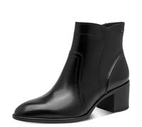 Stiefelette TAMARIS, Damen, Gr. 36, Synthetik Textil, schwarz, Glattleder, unifarben, Basic, Schuhe Stiefelette, Blockabsatz, Ankleboots, Businessschuh mit T-Logoverzierung (34794200-36) schwarz