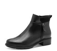 Stiefelette TAMARIS, Damen, Gr. 37, schwarz, Leder, Textil, Schuhe Stiefelette, Blockabsatz, RV-Boots mit wattierter Schaftrand-Polsterung (12979529-37) schwarz