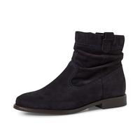 Stiefelette TAMARIS, Damen, Gr. 40, blau (navy), Veloursleder, unifarben, Schuhe Stiefelette, Blockabsatz, Boots mit Falten im slouchy Look, Topseller (76391916-40) navy
