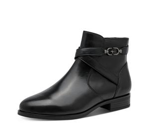 Stiefelette TAMARIS, Damen, Gr. 40, schwarz, Leder, Lederimitat, Schuhe Stiefelette, Blockabsatz, Basic-Boots mit dezentem Zierriemen (49162509-40) schwarz