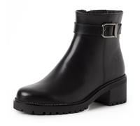 Stiefelette TAMARIS, Damen, Gr. 41, schwarz, Glattleder, Schuhe Stiefelette, Blockabsatz, Basic-Boots mit klassischer Zierschnalle (85335720-41) schwarz