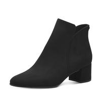 Stiefelette TAMARIS, Damen, Gr. 41, schwarz, Textil, Veloursleder, unifarben, Basic, Schuhe Stiefelette, Ankleboot, Stiefelette mit dekorativem Knopf, schmale Form (37817920-41) schwarz