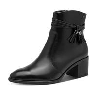 Stiefelette TAMARIS, Damen, Gr. 41, Synthetik Textil, schwarz, Leder, Schuhe Stiefelette, Blockabsatz, Ankleboots mit Zierriemen und Fransen (99050857-41) schwarz