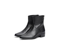 Stiefelette TOMMY HILFIGER "LEATHER ANKLE BOOT W ZIP", Damen, Gr. 38, schwarz, Nappaleder, Schuhe Stiefelette, Blockabsatz, Boots in spitz zulaufender Form, schmale Form (45810746-38) schwarz