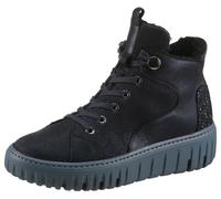 Stiefelette WALDLÄUFER "H-Livia", Damen, Gr. 6,5, blau (dunkelblau), Nappaleder, Nubukleder, Schuhe Stiefelette, Schnürboots, Komfort-Stiefelette in Bequemweite G (= weit) (52785121-6,5)
