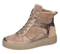 Stiefelette WALDLÄUFER "K-Sansa", Damen, Gr. 8,5 (42,5), beige (bronce nougat), Nappaleder, Nubukleder, Veloursleder, Schuhe Stiefelette, Schnürboots, Plateaustiefelette mit Metallic-Details, K-Weite 