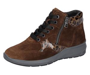 Stiefelette WALDLÄUFER "M-Tonia", Damen, Gr. 8 (42), braun, Lackleder, Veloursleder, Schuhe Stiefelette, Schnürboots, Komfortschuh, Bequemschuh in M-Weite (51539928-8) braun