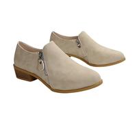 Stiefeletten Damen Mit Absatz Leder Halbschuhe Chelsea Boots Retro Damenstiefel Reißverschluss Kurzschaft Stiefel Schlupfstiefel Lederschuhe Arbeitsstiefel Winterstiefel Freizeitschuhe Gr.36-43