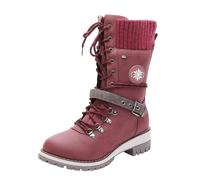 Stiefeletten Damen Retro Combat Boots Cowboy Stiefeletten Damen mit Schnürung Cowboystiefel mit Damen Stiefelette Western Stiefel Damen Westernstiefel Stiefel Damen Kurzstiefel mit Gürtel Winter