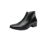 Stiefeletten Herren Leder Chelsea Boots Lederschuhe Mit Blockabsatz Herrenschuhe Abendschuhe Biker Motorrad Stiefel Männer Kurzschaft Stiefel Reißverschluss Westernstiefel Lederstiefel Gr.37-43