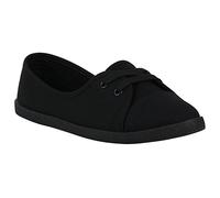 stiefelparadies Damen Sneakers Bequeme Slipper Lochung Ballerinas Camouflage Denim Schnürer Gesteppt Spitze Flats Schuhe 113637 Schwarz Schwarz 37 Flandell